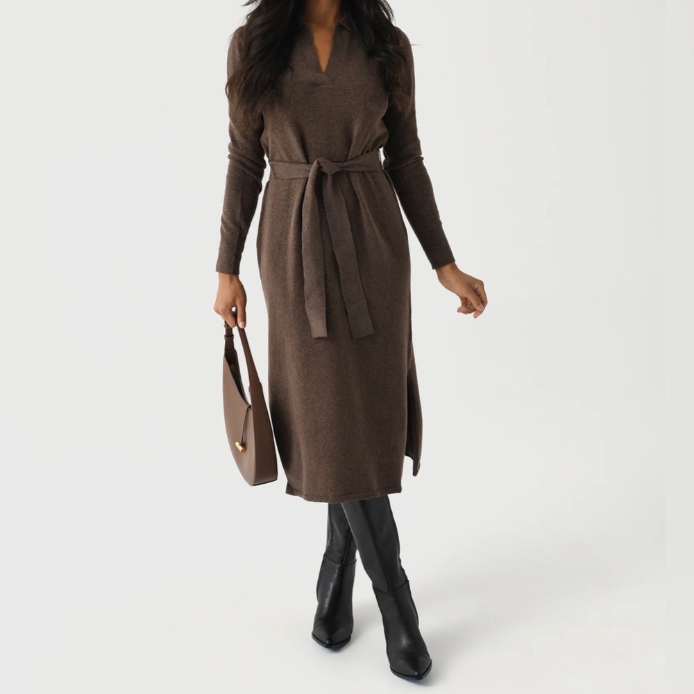 FAHERTY Jackson Sweater Knit Midi Dress in brown Size S